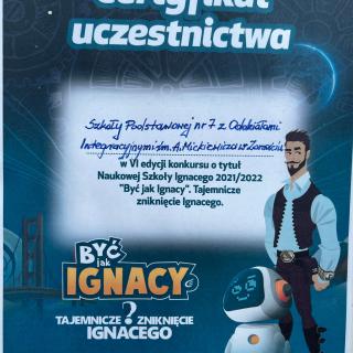 Certyfikat „Być jak Ignacy”