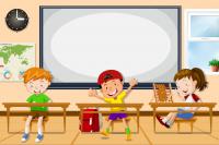 grafika przedstawiająca dzieci w klasie pierwszej